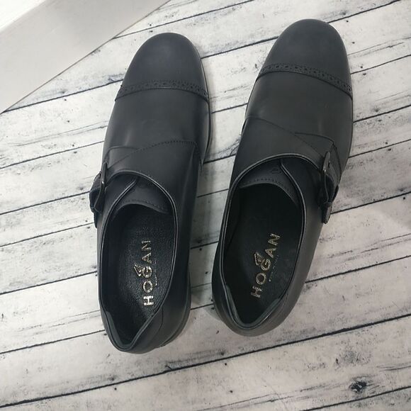 Hogan Single Monks Black Leather Mens Shoe Size UK 8.5 US 9.5 - Picture 6 of 10